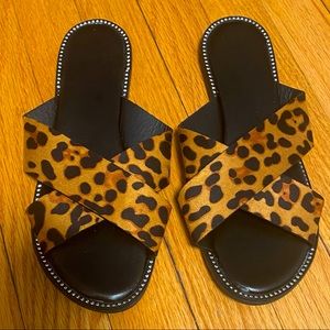 Cheetah slide in sandals
